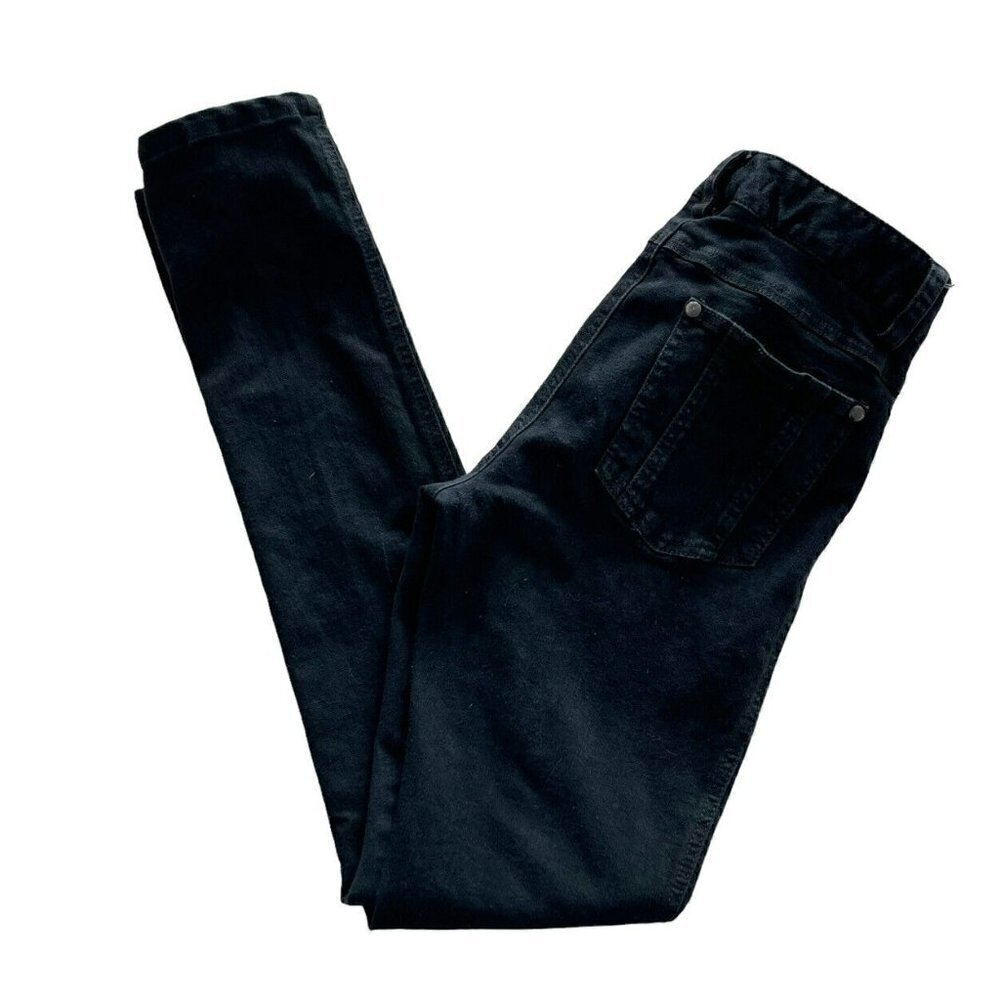Alice + Olivia Women's Sz 2 Black Mid Rise Skinny Jeans Jeggings
